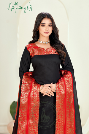 Black Ethnic Cotton Kurta with dupatta