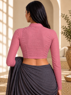 Rose Pink Full Sleeve Front Open Classic Blouse - 3.png