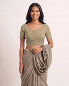 Sandy Beige Low Neck Short Sleeve blouse view 3