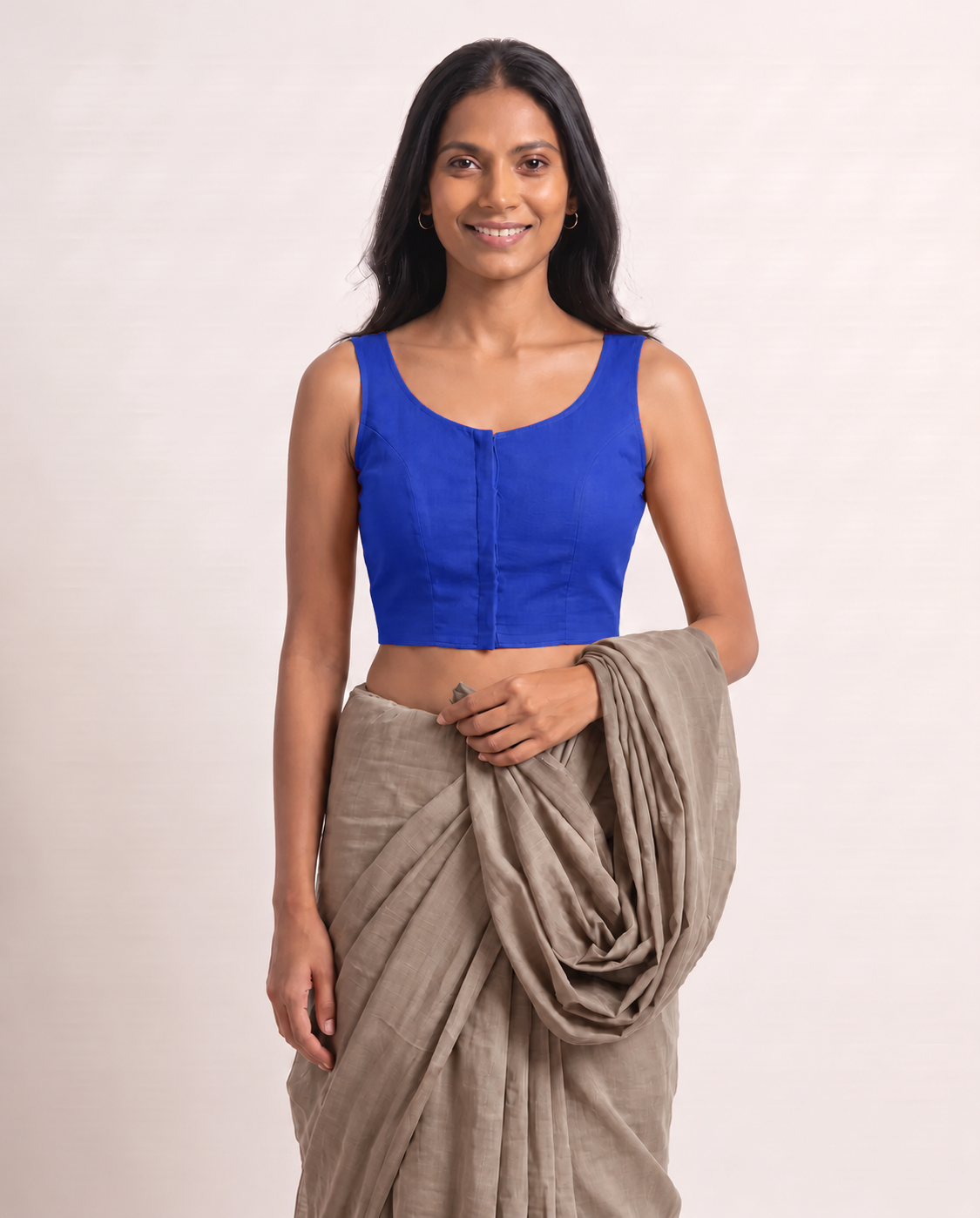 Cobalt Blue Low Neck Sleeveless blouse view 3