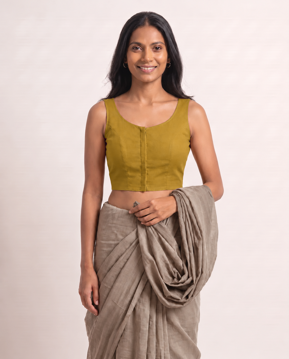 Golden Yellow Low Neck Sleeveless blouse view 3