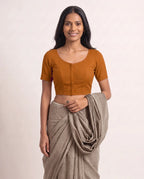 Burnt Orange Low Neck Short Sleeve blouse view 3