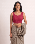 Hot Pink Low Neck Sleeveless blouse view 3