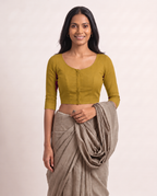 Golden Yellow Low Neck 3/4 Sleeve blouse view 3