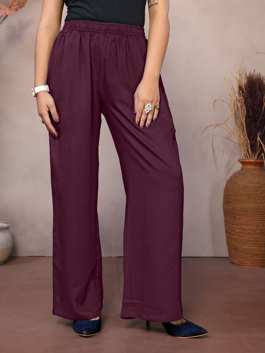 Maroon Palazzo Pant - 100% Natural Viscose