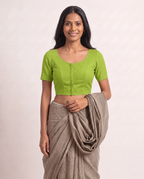 Lime Green Low Neck Short Sleeve blouse view 3