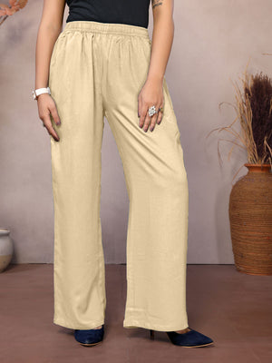Beige Palazzo Pant - 100% Natural Viscose