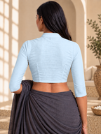 Powder Blue High Neck 3/4 Sleeve blouse view 3