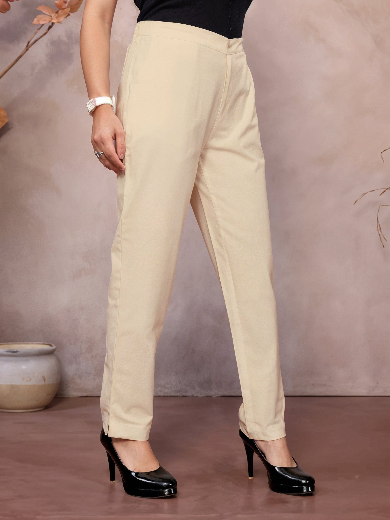 Beige Regular Jaipuri Pants - 100% Natural Cotton
