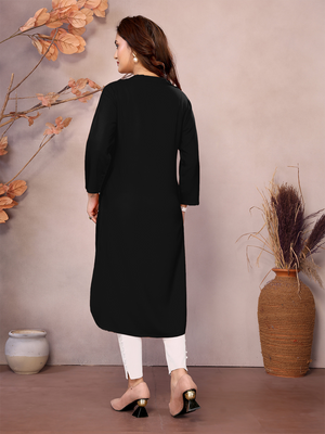 Black Long Kurti - 100% Pure Natural Viscose