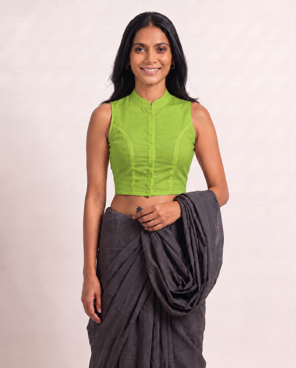 Lime Green High Neck Sleeveless blouse view 4