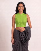 Lime Green High Neck Sleeveless blouse view 4