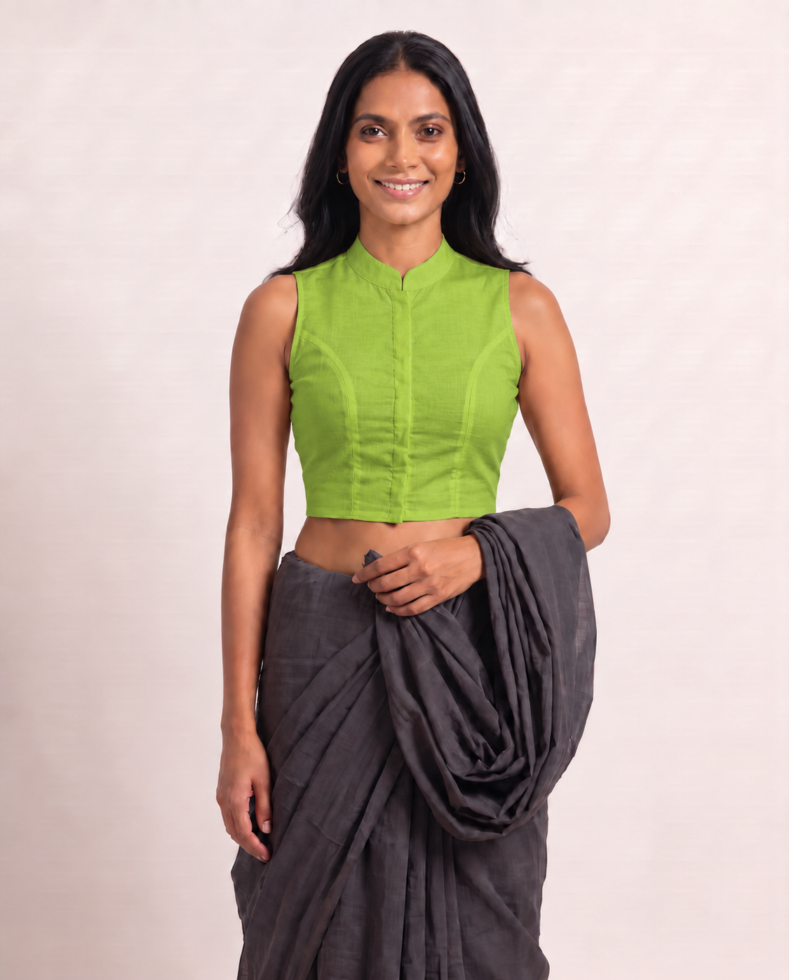 Lime Green High Neck Sleeveless blouse view 4