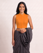 Burnt Orange High Neck Sleeveless blouse view 4