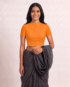 Burnt Orange High Neck Short Sleeve blouse view 4