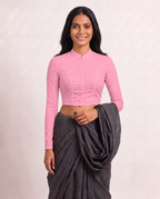 Blush Pink High Neck Full Sleeve blouse view 4