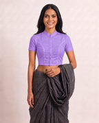 Lavender Short Sleeve Front Open Classic Blouse - 4.png