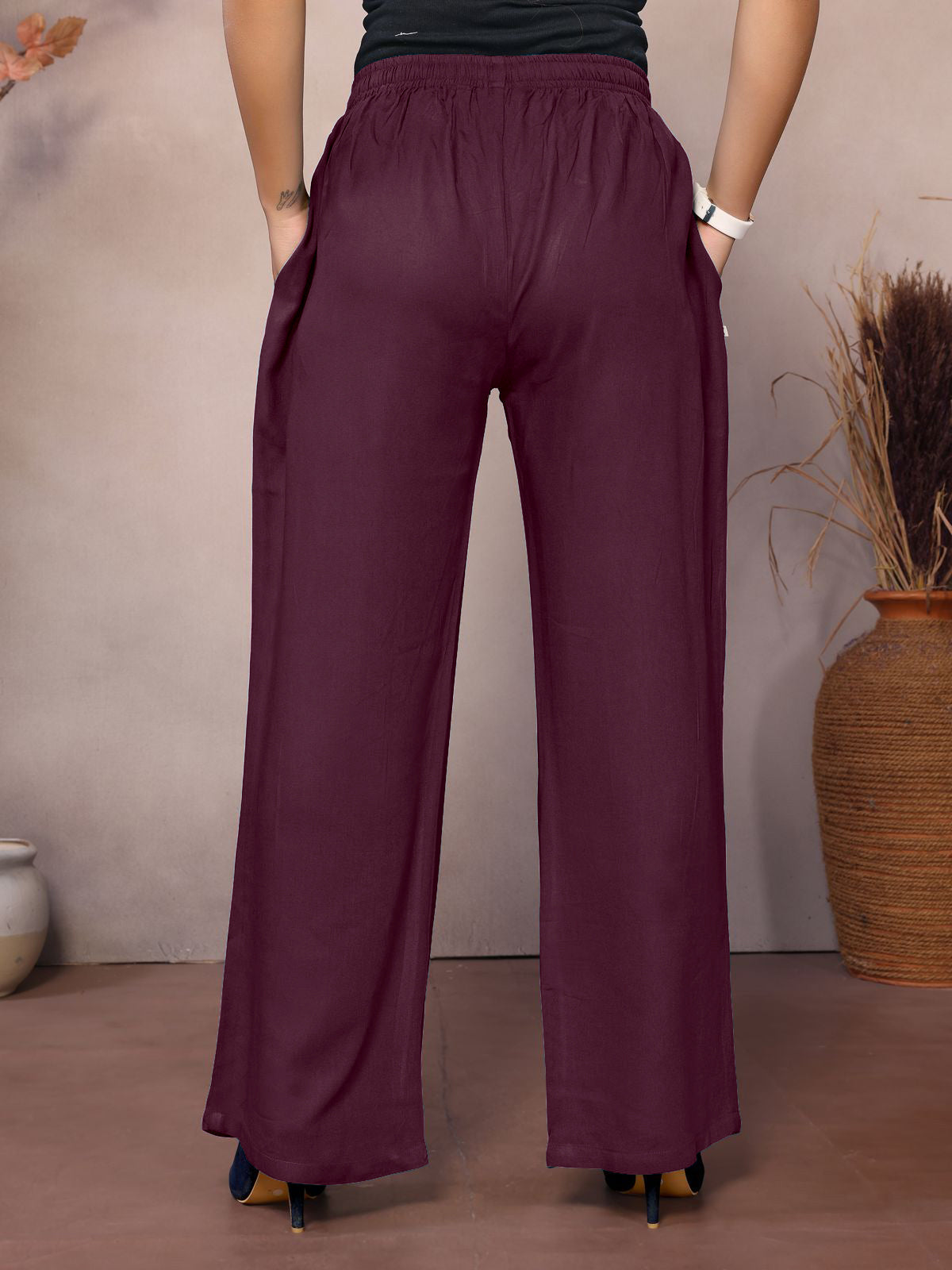 Maroon Palazzo Pant - 100% Natural Viscose