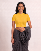 Golden Yellow High Neck Short Sleeve blouse view 4