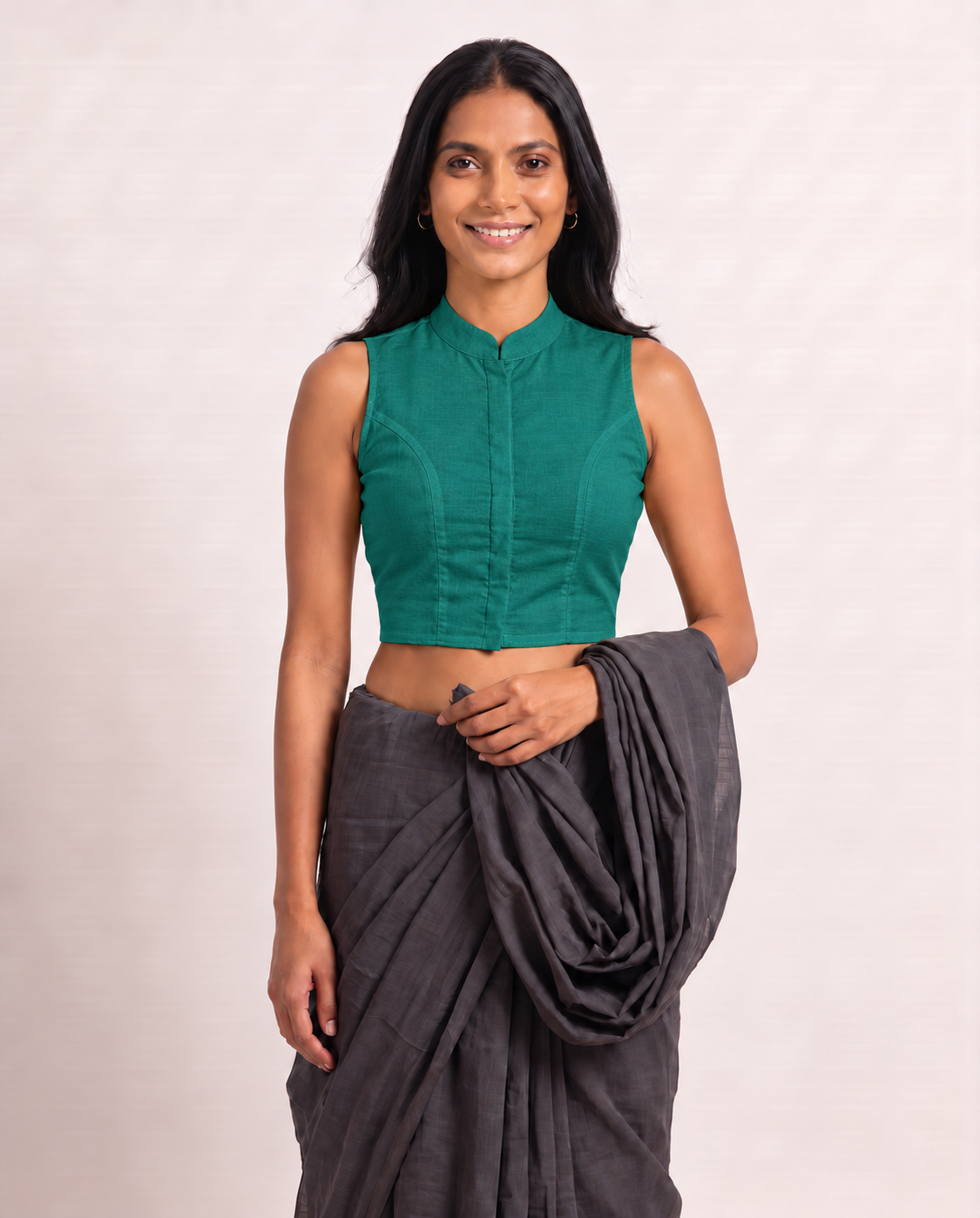 Teal Green High Neck Sleeveless blouse view 4
