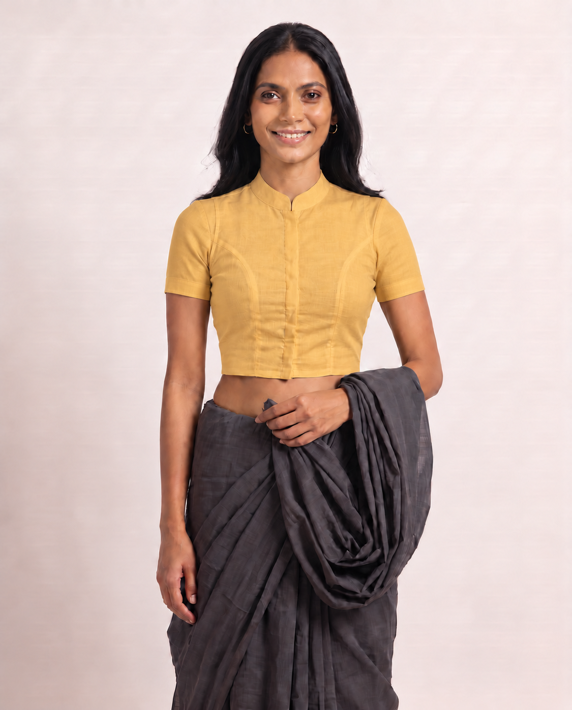 Marigold Glow Short Sleeve Front Open Classic Blouse - 4.png