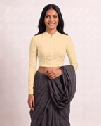 Sandy Beige High Neck Full Sleeve blouse view 4