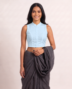 Powder Blue High Neck Sleeveless blouse view 4