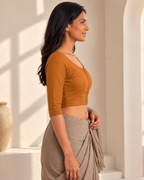 Burnt Orange Low Neck 3/4 Sleeve blouse view 4
