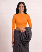 Burnt Orange High Neck 3/4 Sleeve blouse view 4