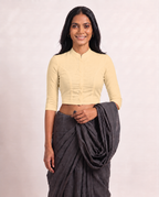 Sandy Beige High Neck 3/4 Sleeve blouse view 4