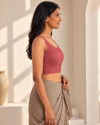Coral Pink Low Neck Sleeveless blouse view 4