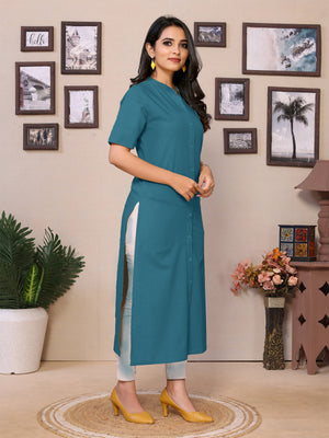 Teal Flared kurti - 100% Pure Cotton