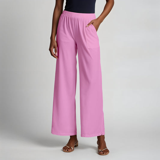 Pink Palazzo Pants - 100% Natural Cotton