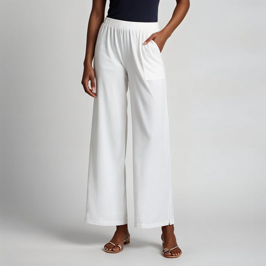 White Palazzo Pants - 100% Natural Cotton