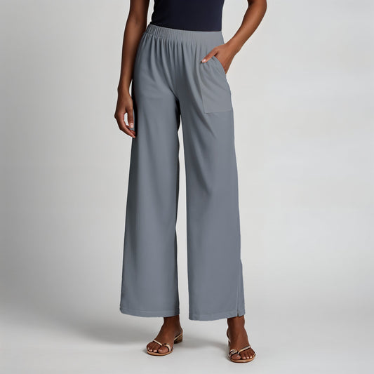 Ash Grey Palazzo Pants - 100% Natural Cotton