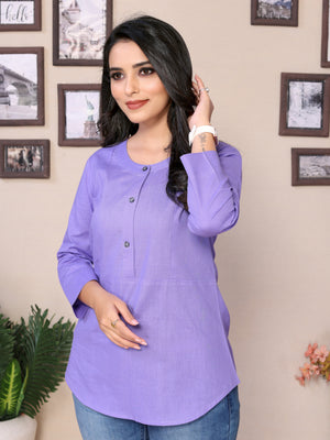 Lavender Yoke design Short Kurti – 100% Pure Cotton