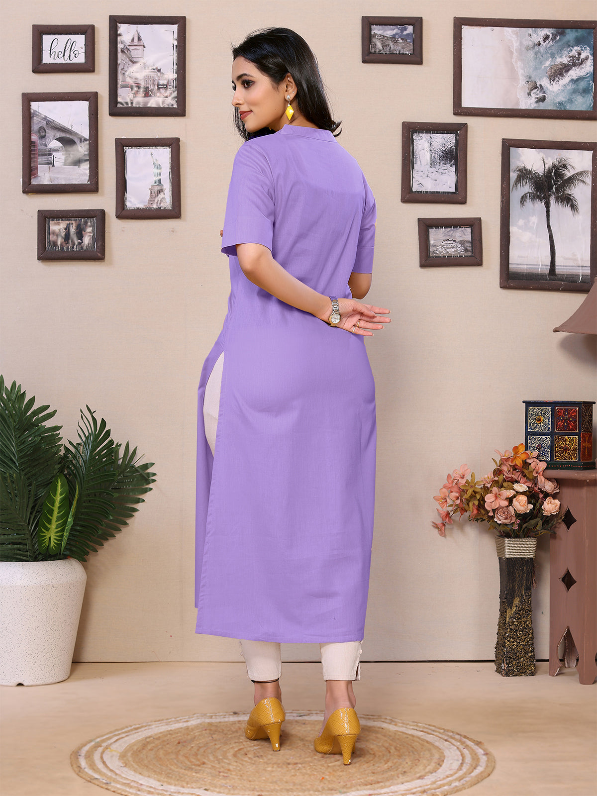 Lavender Flared kurti - 100% Pure Cotton