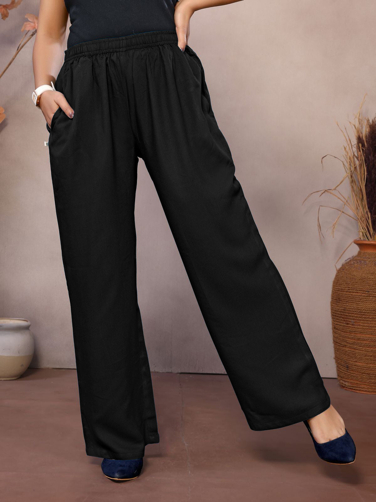 Black Palazzo Pant - 100% Natural Viscose