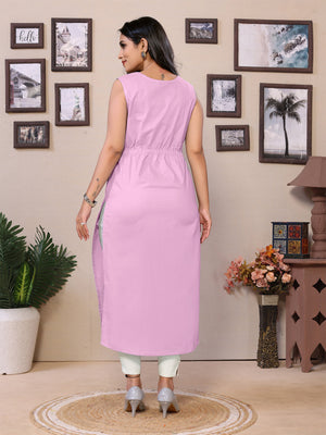Sleeveless pink Long Gown - 100% Pure Cotton