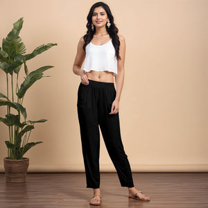 Black Regular Pants - 100% Natural Viscose