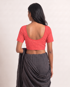 Coral Pink low-neck blouse, view 5