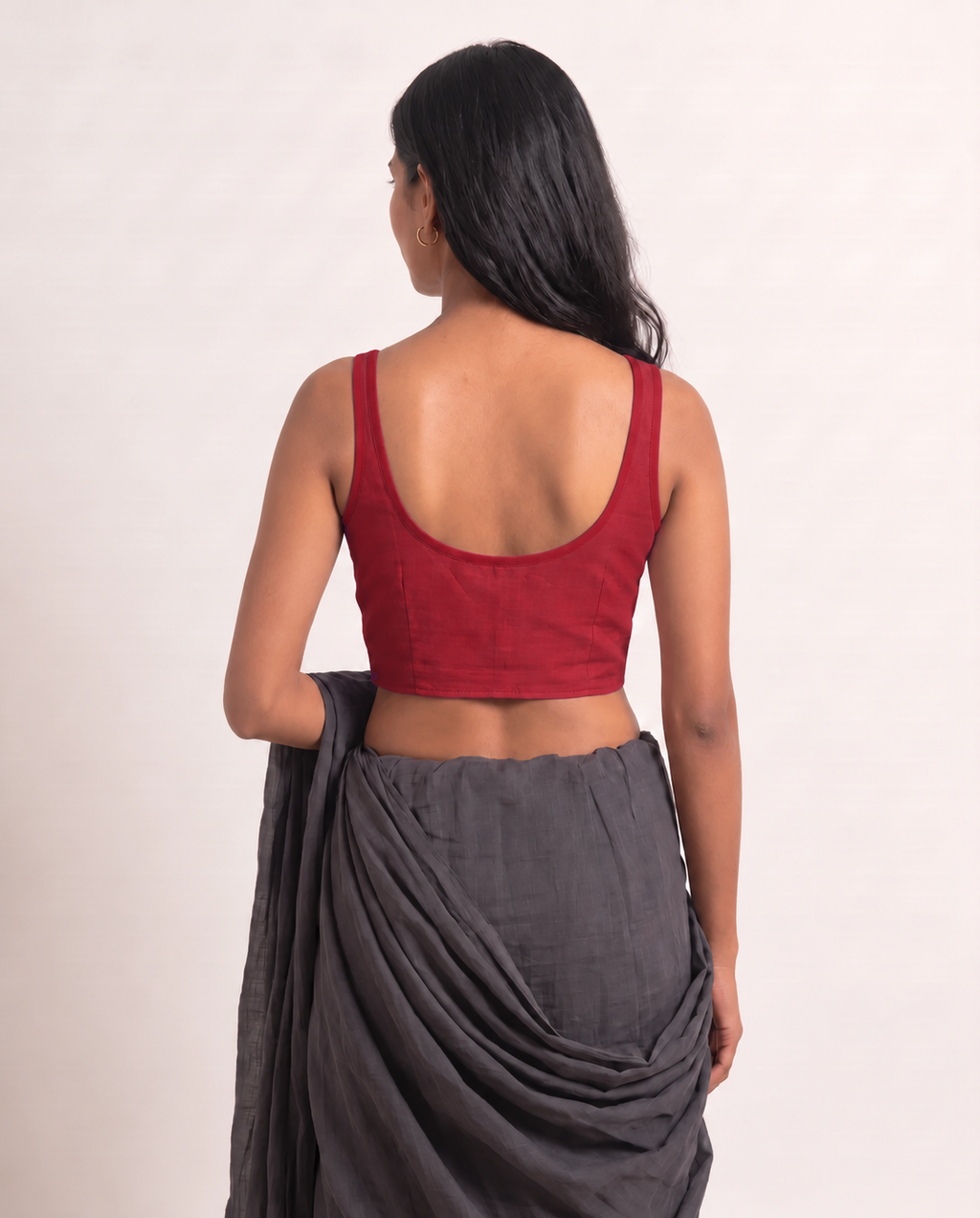 Ruby Red Low Neck Sleeveless blouse view 5