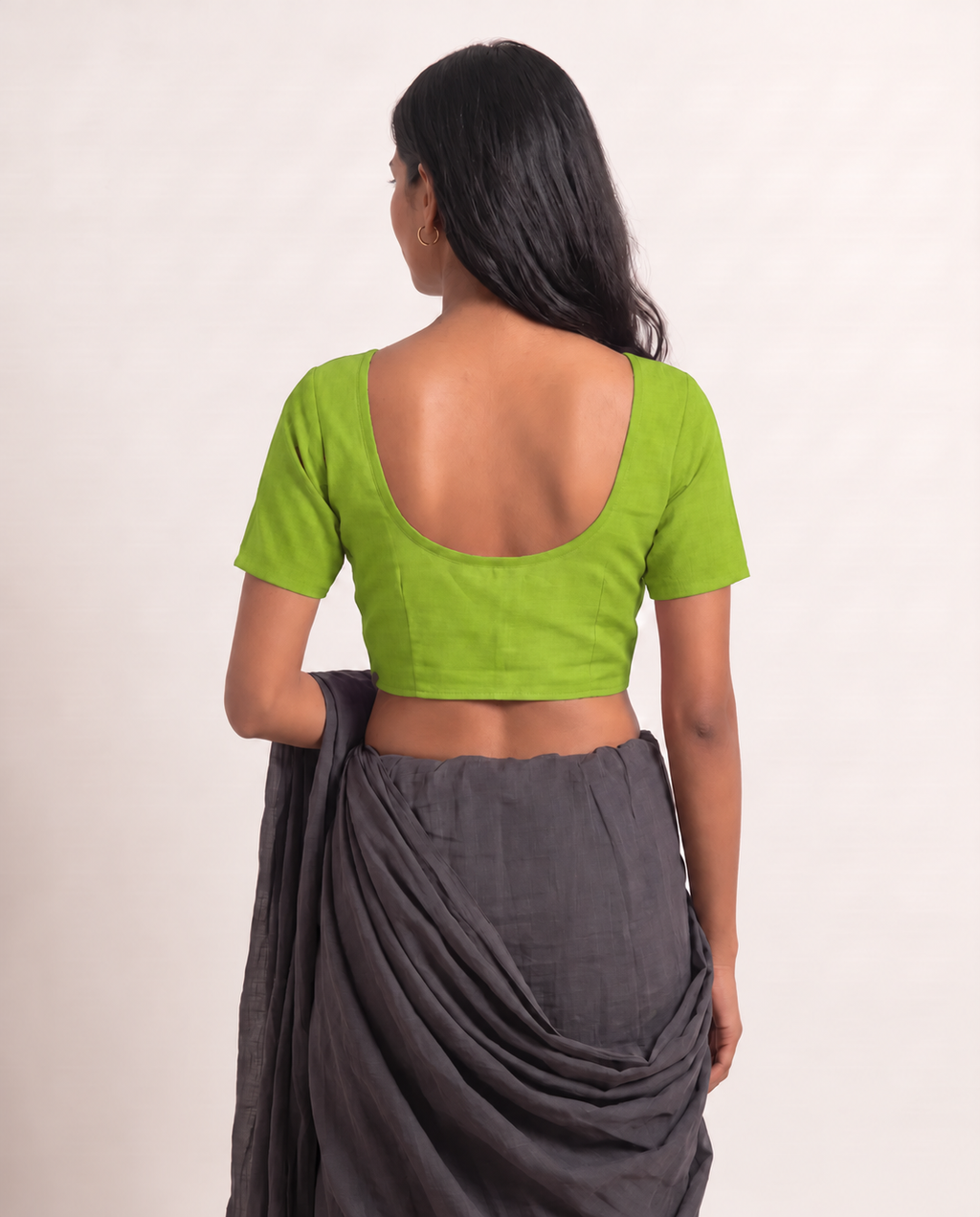 Lime Green Low Neck Short Sleeve blouse view 5