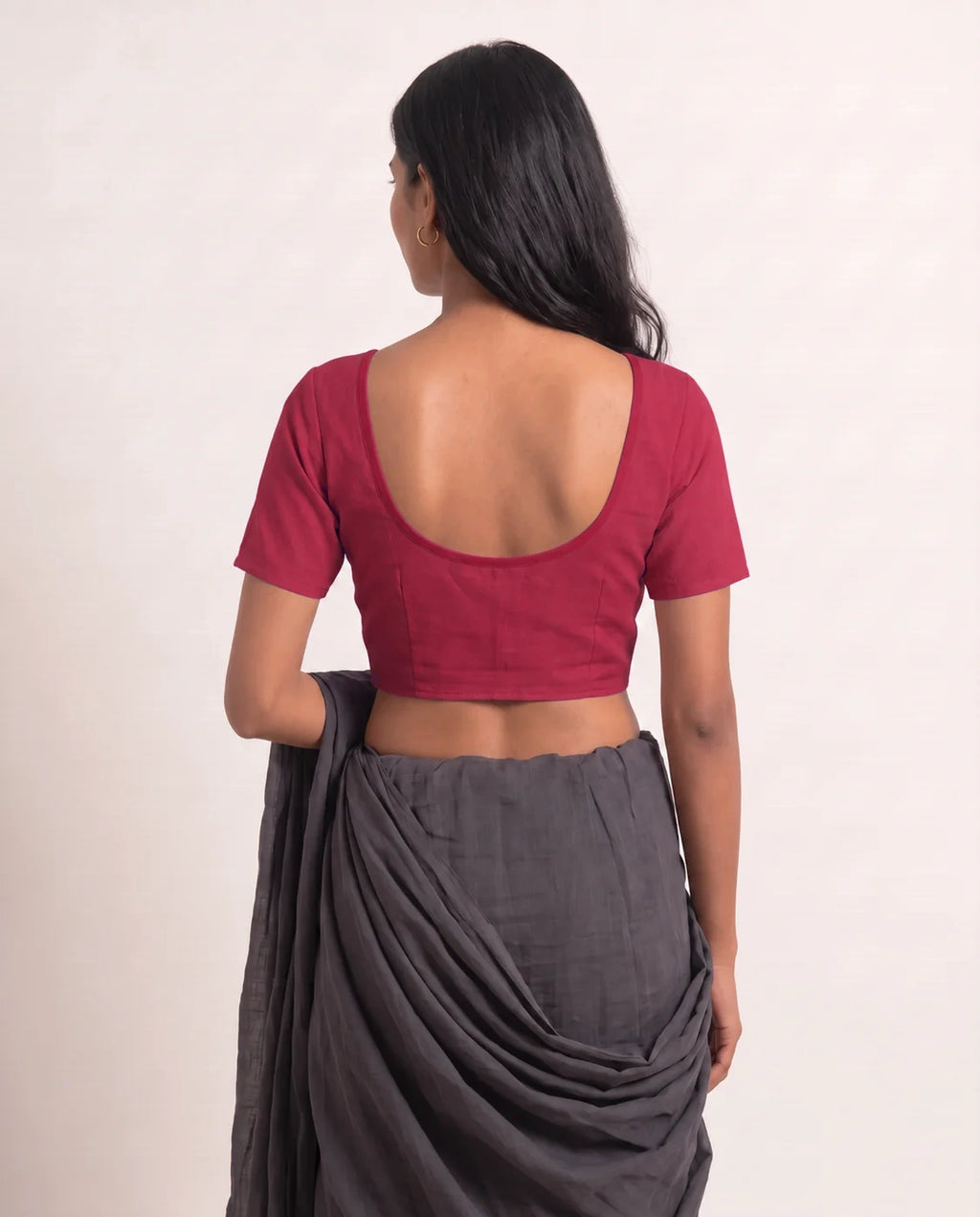 Hot Pink Low Neck Short Sleeve blouse view 5