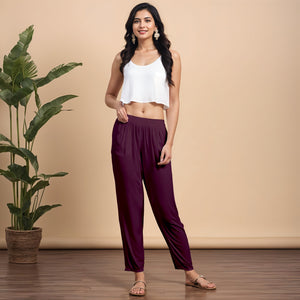 Wine/Maroon Regular Pants - 100% Natural Viscose