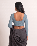 Powder Blue Low Neck Full Sleeve blouse view 5