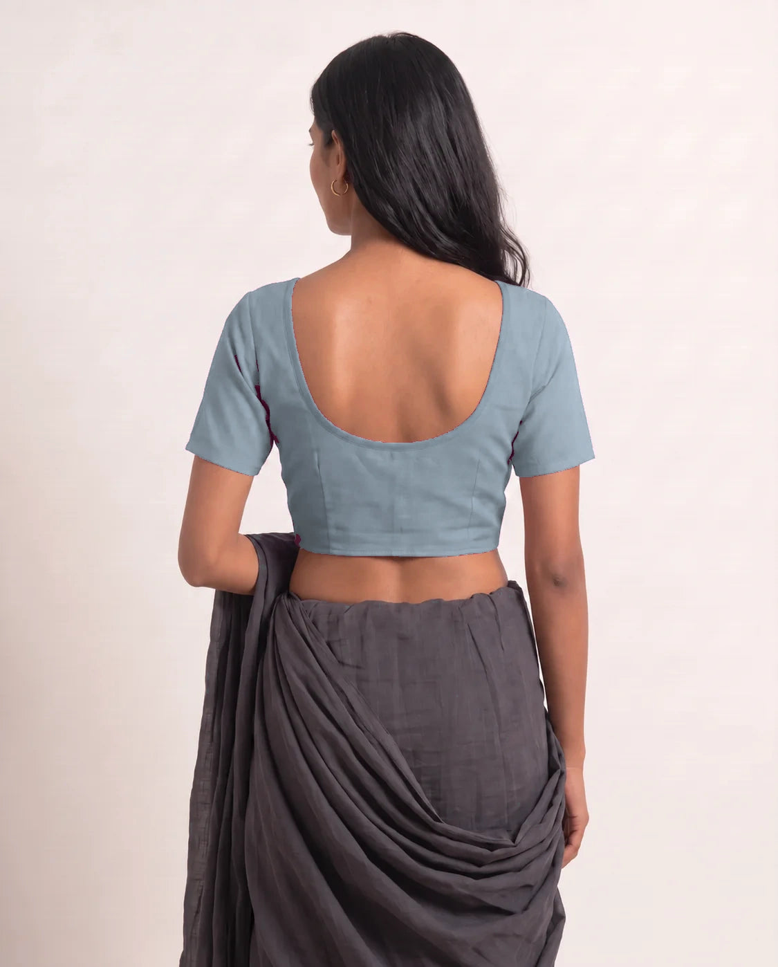 Powder Blue Low Neck Short Sleeve blouse view 5