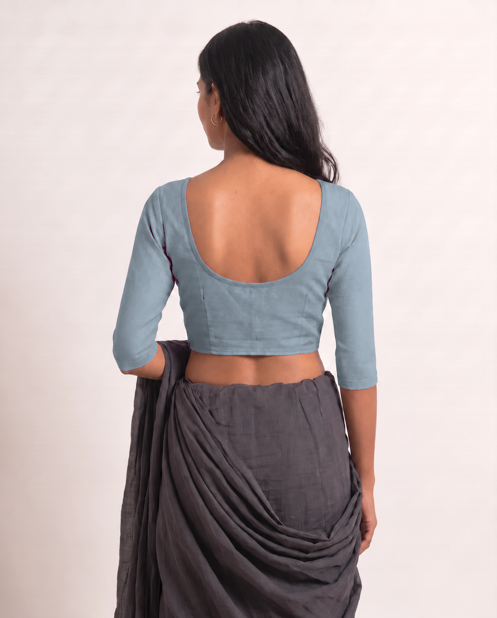 Powder Blue Low Neck 3/4 Sleeve blouse view 5