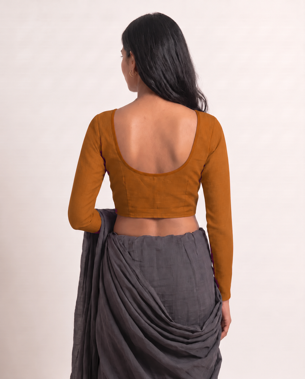 Burnt Orange Low Neck Full Sleeve blouse view 5