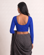 Cobalt Blue Low Neck Full Sleeve blouse view 5